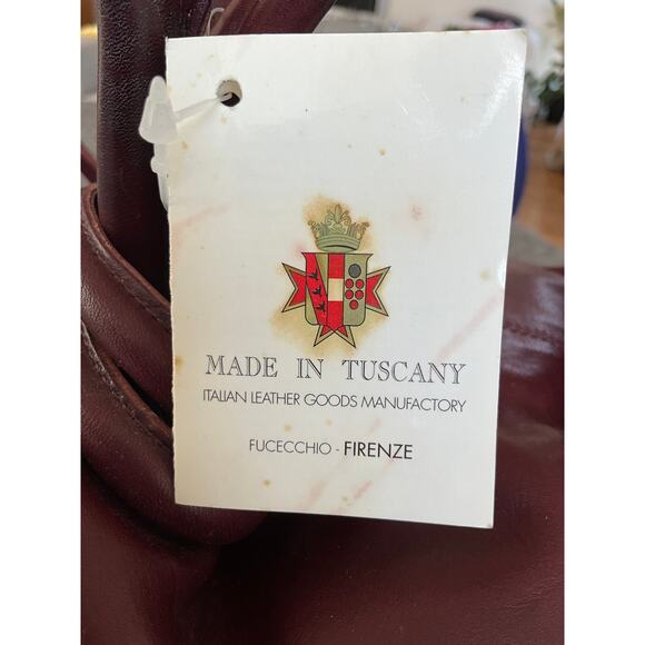 Vintage nos Made in Tuscany red leather UNIQUE purse bag - Picture 15 of 16